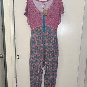 NATURAL LIFE NWT Pink and Teal Floral One-Piece Romper
